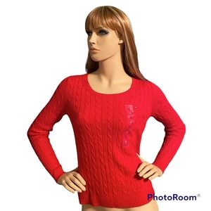 Tommy Hilfiger Soft Cable Knit Red Sweater - M